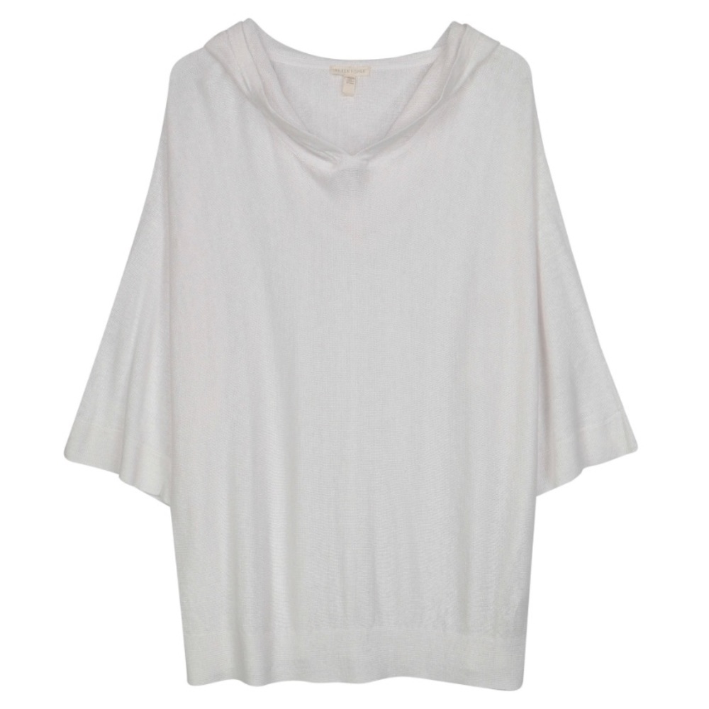 Eileen Fisher‎ Womens Hoodie Lightweight Size S Organic Linen White Knit